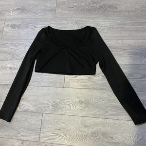 black Long Sleeve Crop Top